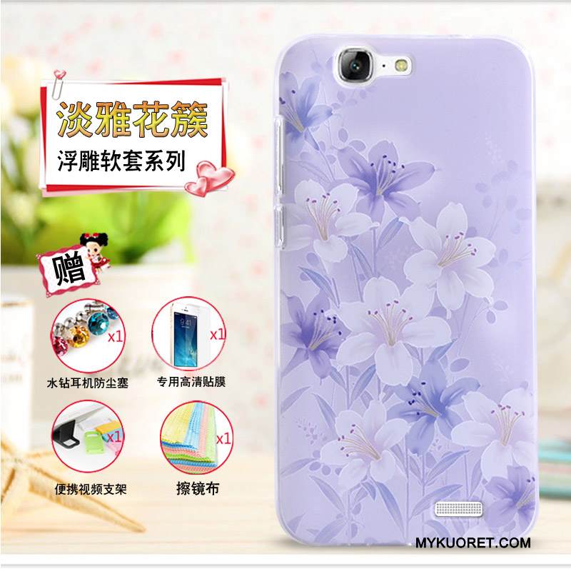 Kuori Huawei Ascend G7 Kohokuviointi Keltainen Puhelimen Kuoret, Kotelo Huawei Ascend G7 Pehmeä Neste