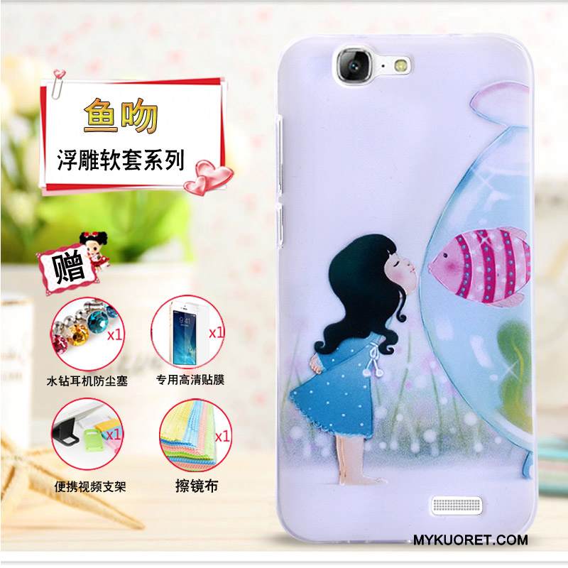 Kuori Huawei Ascend G7 Kohokuviointi Keltainen Puhelimen Kuoret, Kotelo Huawei Ascend G7 Pehmeä Neste