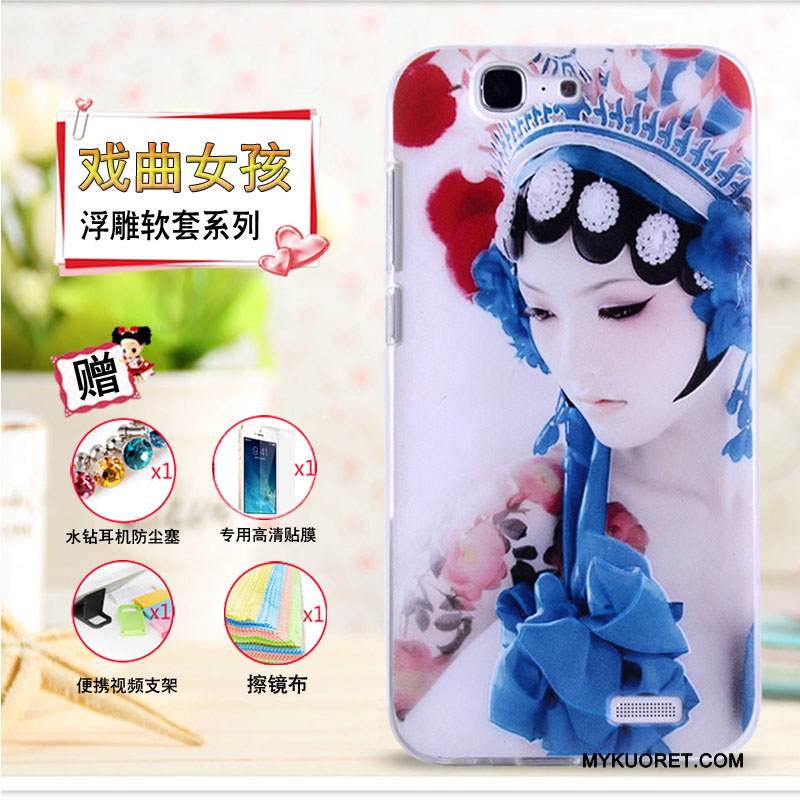 Kuori Huawei Ascend G7 Kohokuviointi Keltainen Puhelimen Kuoret, Kotelo Huawei Ascend G7 Pehmeä Neste