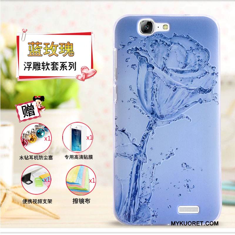 Kuori Huawei Ascend G7 Kohokuviointi Keltainen Puhelimen Kuoret, Kotelo Huawei Ascend G7 Pehmeä Neste