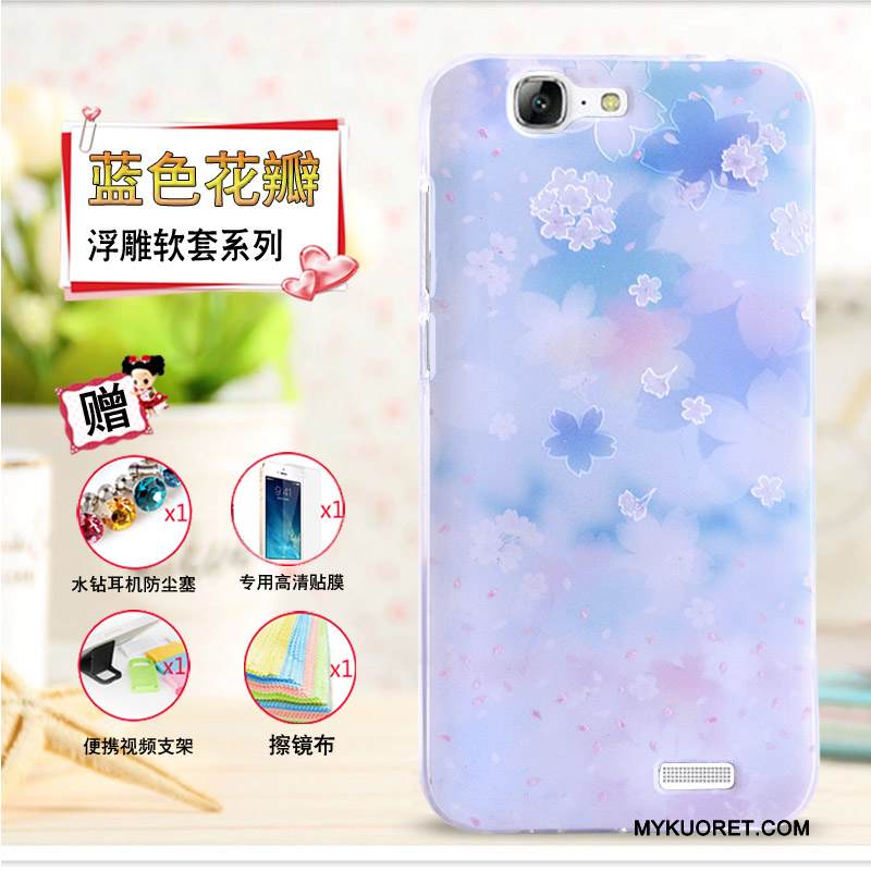 Kuori Huawei Ascend G7 Kohokuviointi Keltainen Puhelimen Kuoret, Kotelo Huawei Ascend G7 Pehmeä Neste