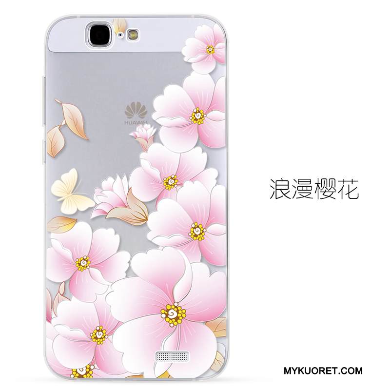 Kuori Huawei Ascend G7 Kohokuviointi Sininen Läpinäkyvä, Kotelo Huawei Ascend G7 Pehmeä Neste Puhelimen Kuoret