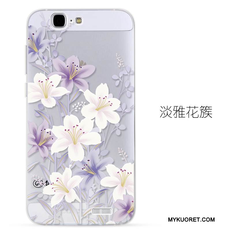 Kuori Huawei Ascend G7 Kohokuviointi Sininen Läpinäkyvä, Kotelo Huawei Ascend G7 Pehmeä Neste Puhelimen Kuoret