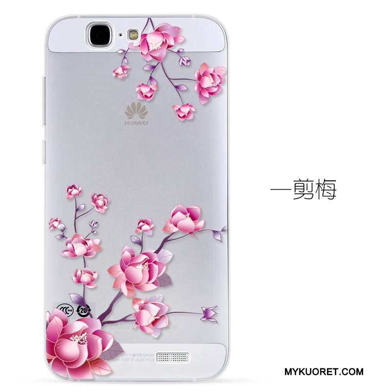 Kuori Huawei Ascend G7 Kohokuviointi Sininen Läpinäkyvä, Kotelo Huawei Ascend G7 Pehmeä Neste Puhelimen Kuoret