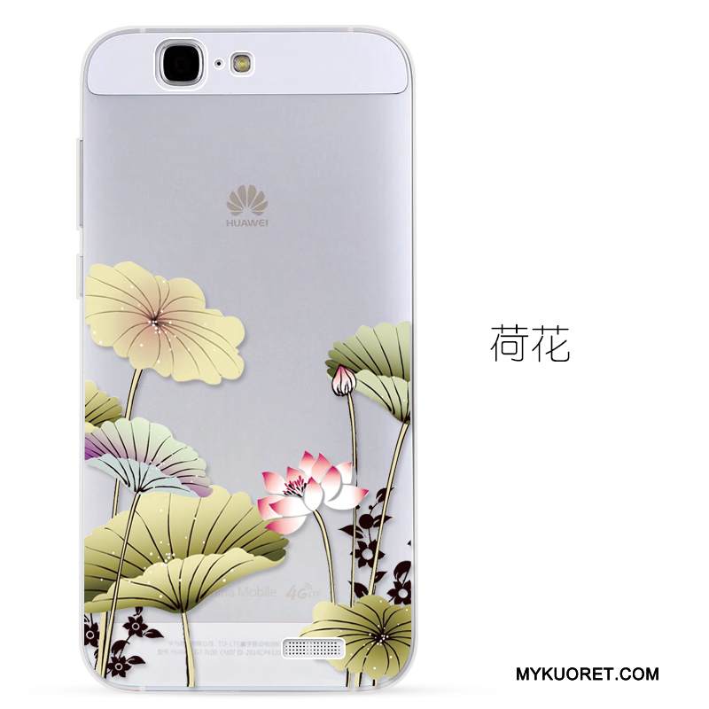 Kuori Huawei Ascend G7 Kohokuviointi Sininen Läpinäkyvä, Kotelo Huawei Ascend G7 Pehmeä Neste Puhelimen Kuoret