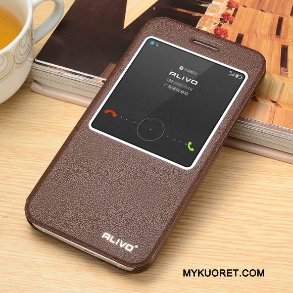 Kuori Huawei Ascend G7 Kuoret Puhelimen Kuoret Murtumaton, Kotelo Huawei Ascend G7 Nahka Punainen