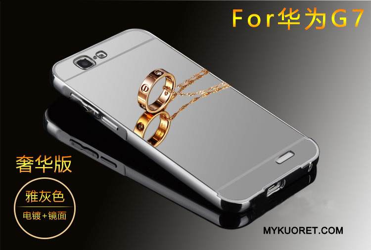 Kuori Huawei Ascend G7 Metalli Puhelimen Kuoret Kulta, Kotelo Huawei Ascend G7 Kehys