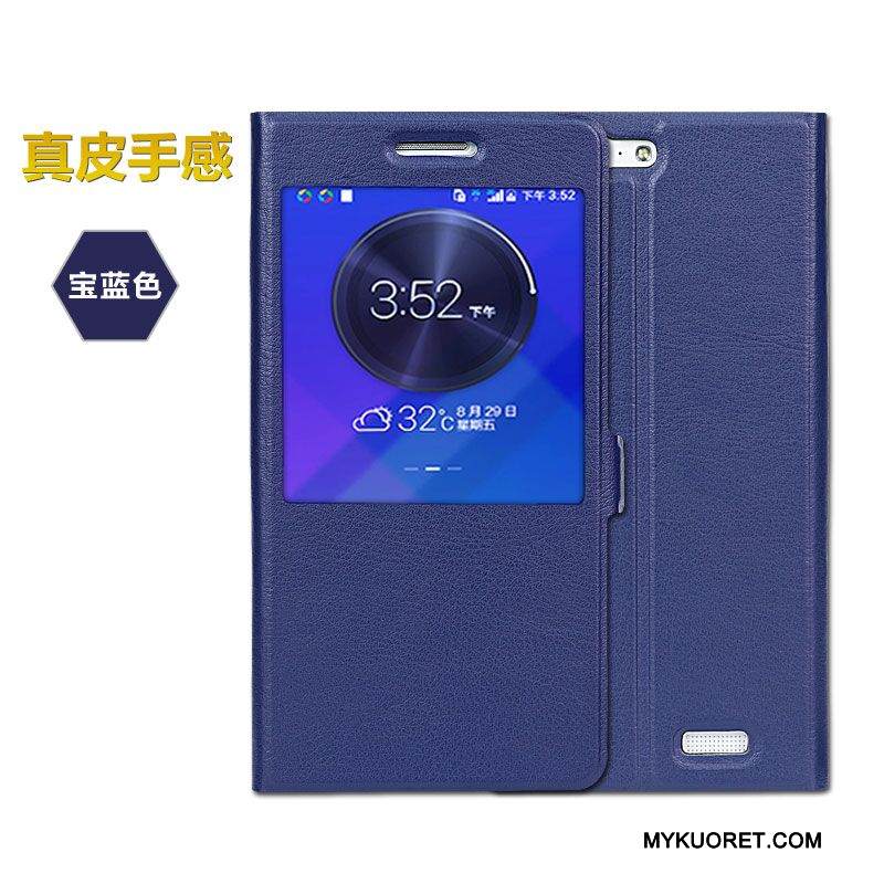 Kuori Huawei Ascend G7 Nahka Murtumaton Musta, Kotelo Huawei Ascend G7 Kuoret Kulta Puhelimen Kuoret