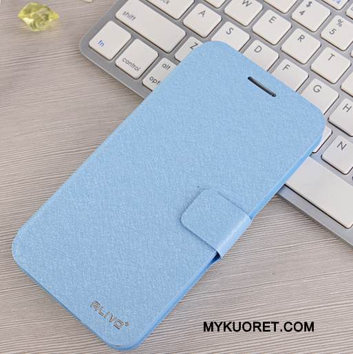 Kuori Huawei Ascend G7 Nahka Puhelimen Kuoret Vaaleansininen, Kotelo Huawei Ascend G7 Suojaus