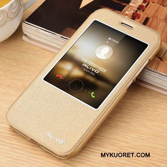 Kuori Huawei Ascend G7 Nahka Trendi Puhelimen Kuoret, Kotelo Huawei Ascend G7 Kuoret Kulta Murtumaton