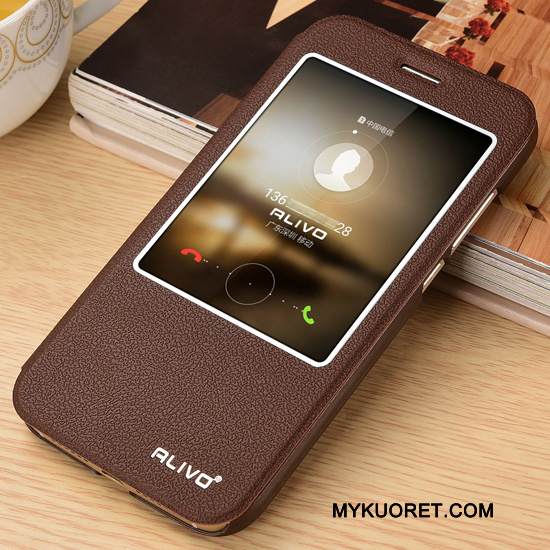 Kuori Huawei Ascend G7 Nahka Trendi Puhelimen Kuoret, Kotelo Huawei Ascend G7 Kuoret Kulta Murtumaton