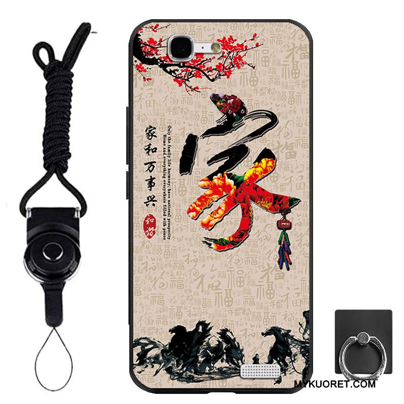 Kuori Huawei Ascend G7 Pehmeä Neste Musta Rengas, Kotelo Huawei Ascend G7 Suojaus Ripustettavat Koristeet Puhelimen Kuoret