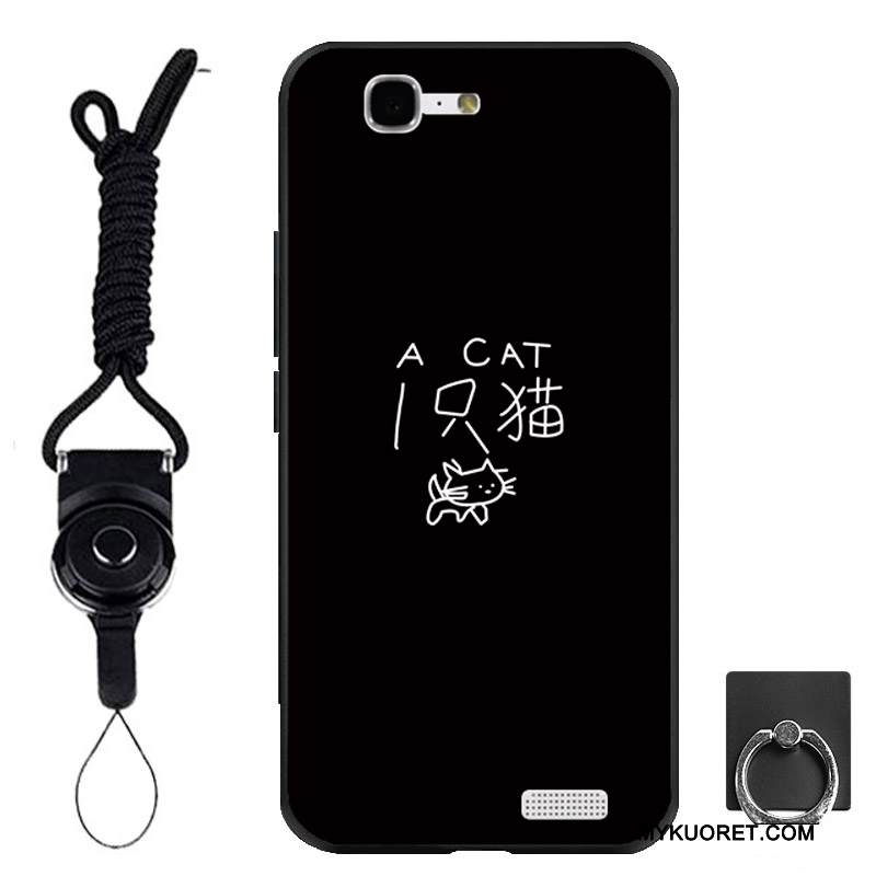 Kuori Huawei Ascend G7 Pehmeä Neste Musta Rengas, Kotelo Huawei Ascend G7 Suojaus Ripustettavat Koristeet Puhelimen Kuoret