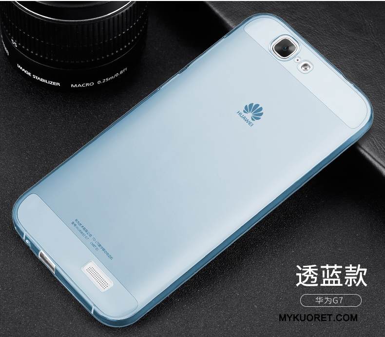 Kuori Huawei Ascend G7 Silikoni Jauhe Kevyt, Kotelo Huawei Ascend G7 Suojaus Puhelimen Kuoret Läpinäkyvä