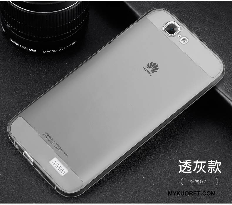Kuori Huawei Ascend G7 Silikoni Jauhe Kevyt, Kotelo Huawei Ascend G7 Suojaus Puhelimen Kuoret Läpinäkyvä