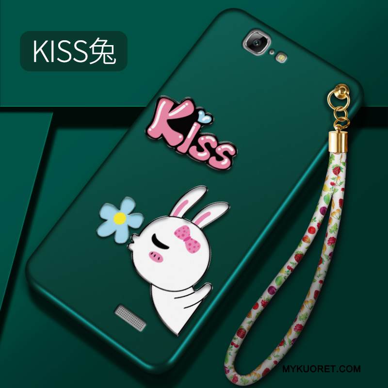 Kuori Huawei Ascend G7 Silikoni Puhelimen Kuoret Pesty Suede, Kotelo Huawei Ascend G7 Suojaus Trendi Tummanvihreä