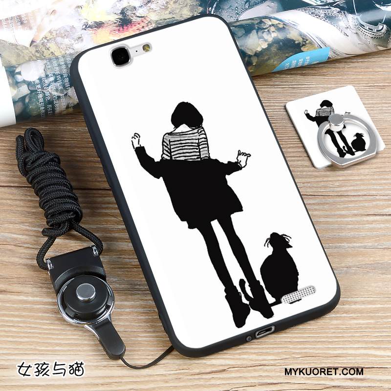 Kuori Huawei Ascend G7 Silikoni Valkoinen Trendi, Kotelo Huawei Ascend G7 Suojaus Puhelimen Kuoret Murtumaton