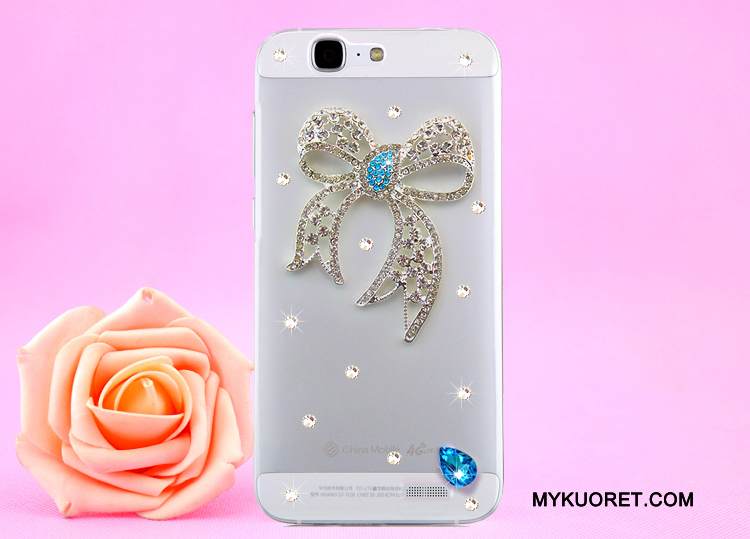 Kuori Huawei Ascend G7 Strassi Läpinäkyvä Kulta, Kotelo Huawei Ascend G7 Suojaus Puhelimen Kuoret Ripustettava Kaula