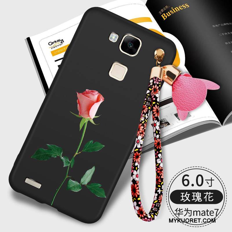 Kuori Huawei Ascend Mate 7 Laukut Pesty Suede Puhelimen Kuoret, Kotelo Huawei Ascend Mate 7 Silikoni Punainen Murtumaton
