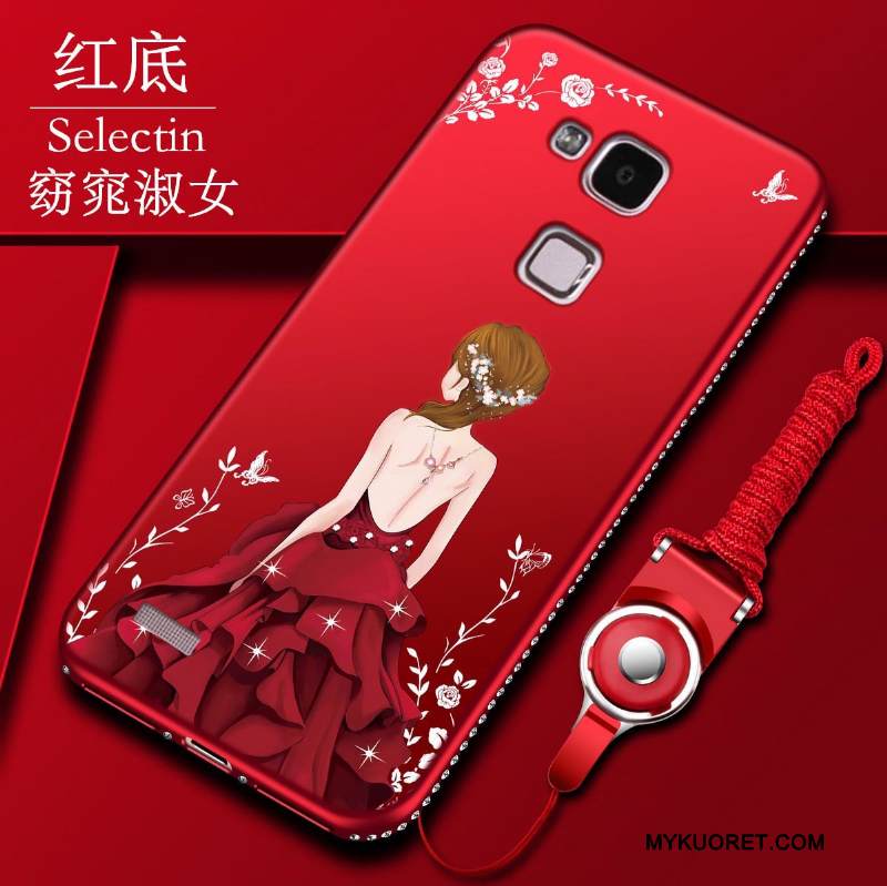 Kuori Huawei Ascend Mate 7 Laukut Puhelimen Kuoret Punainen, Kotelo Huawei Ascend Mate 7 Pehmeä Neste Murtumaton Pesty Suede