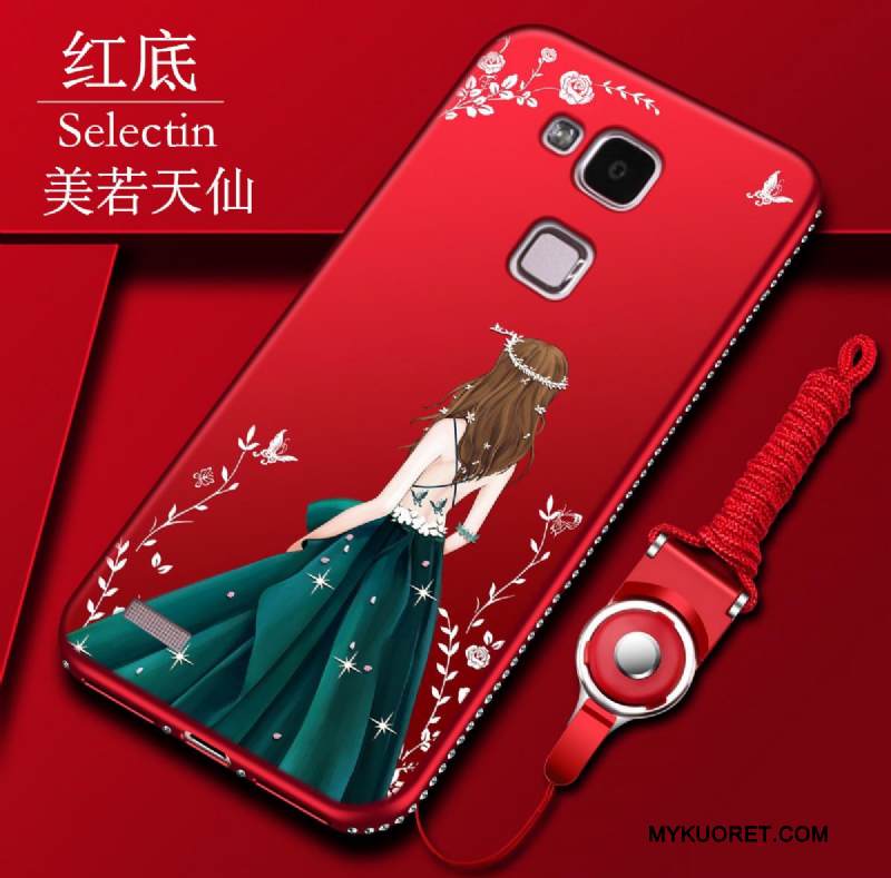 Kuori Huawei Ascend Mate 7 Laukut Puhelimen Kuoret Punainen, Kotelo Huawei Ascend Mate 7 Pehmeä Neste Murtumaton Pesty Suede