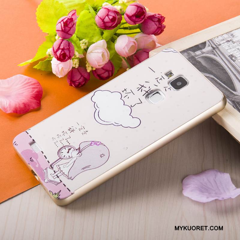 Kuori Huawei Ascend Mate 7 Maalaus Kulta Kehys, Kotelo Huawei Ascend Mate 7 Metalli Hopea Jauhe