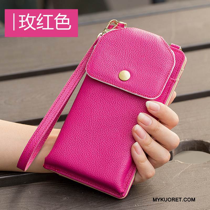 Kuori Huawei Ascend Mate 7 Nahka Kulta Ripustettavat Koristeet, Kotelo Huawei Ascend Mate 7 Laukut Ripustettava Kaula Musta