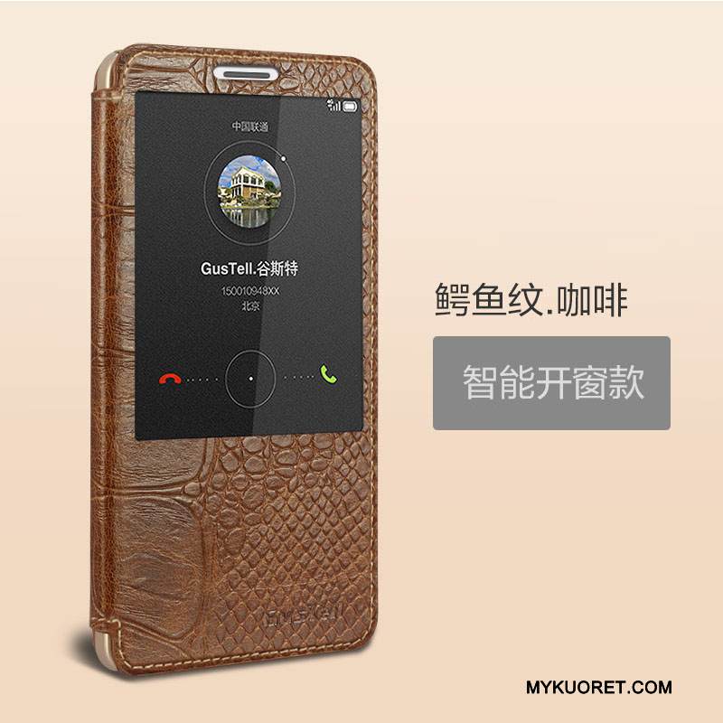 Kuori Huawei Ascend Mate 7 Nahka Musta Horrostila, Kotelo Huawei Ascend Mate 7 Suojaus