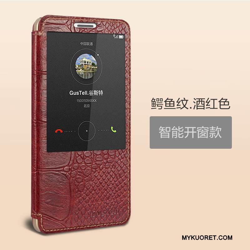 Kuori Huawei Ascend Mate 7 Nahka Musta Horrostila, Kotelo Huawei Ascend Mate 7 Suojaus