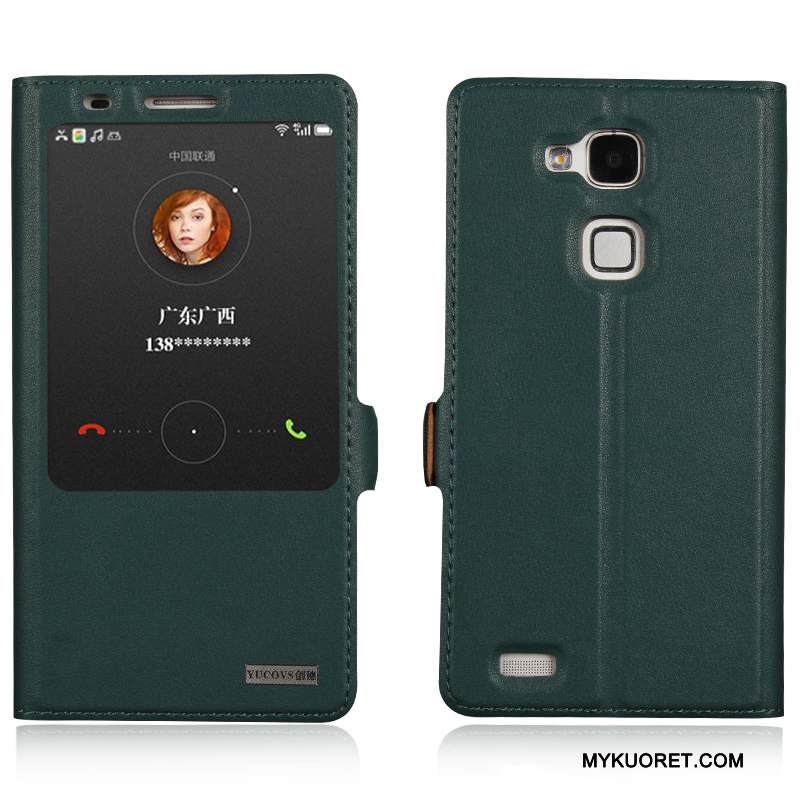 Kuori Huawei Ascend Mate 7 Nahka Puhelimen Kuoret Keltainen, Kotelo Huawei Ascend Mate 7 Suojaus