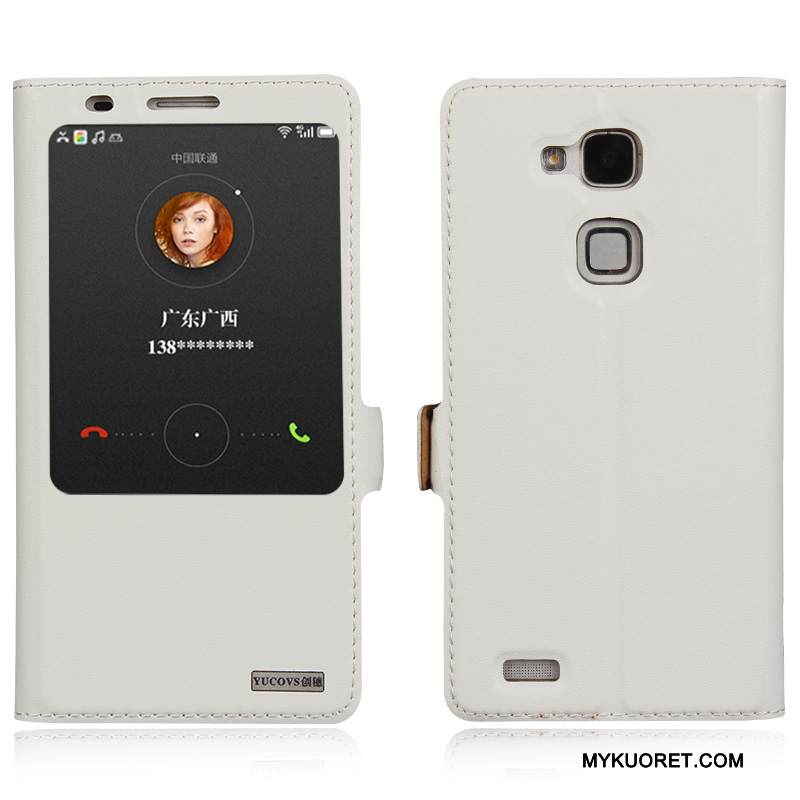 Kuori Huawei Ascend Mate 7 Nahka Puhelimen Kuoret Keltainen, Kotelo Huawei Ascend Mate 7 Suojaus