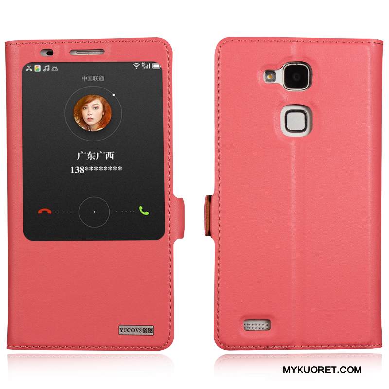 Kuori Huawei Ascend Mate 7 Nahka Puhelimen Kuoret Keltainen, Kotelo Huawei Ascend Mate 7 Suojaus