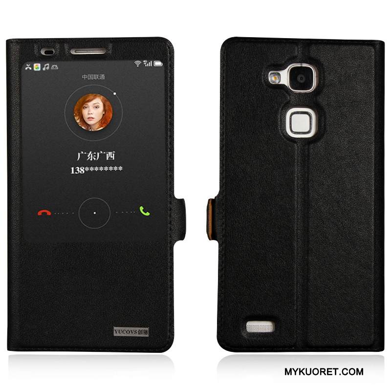 Kuori Huawei Ascend Mate 7 Nahka Puhelimen Kuoret Keltainen, Kotelo Huawei Ascend Mate 7 Suojaus