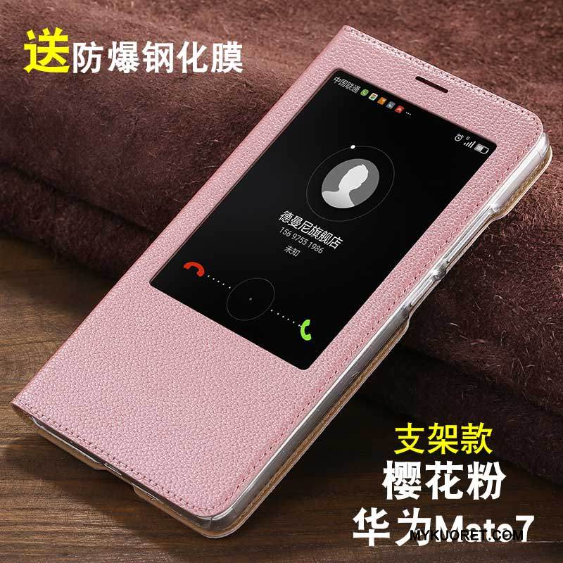 Kuori Huawei Ascend Mate 7 Nahka Puhelimen Kuoret Syvä Väri, Kotelo Huawei Ascend Mate 7 Kuoret Murtumaton Liiketoiminta