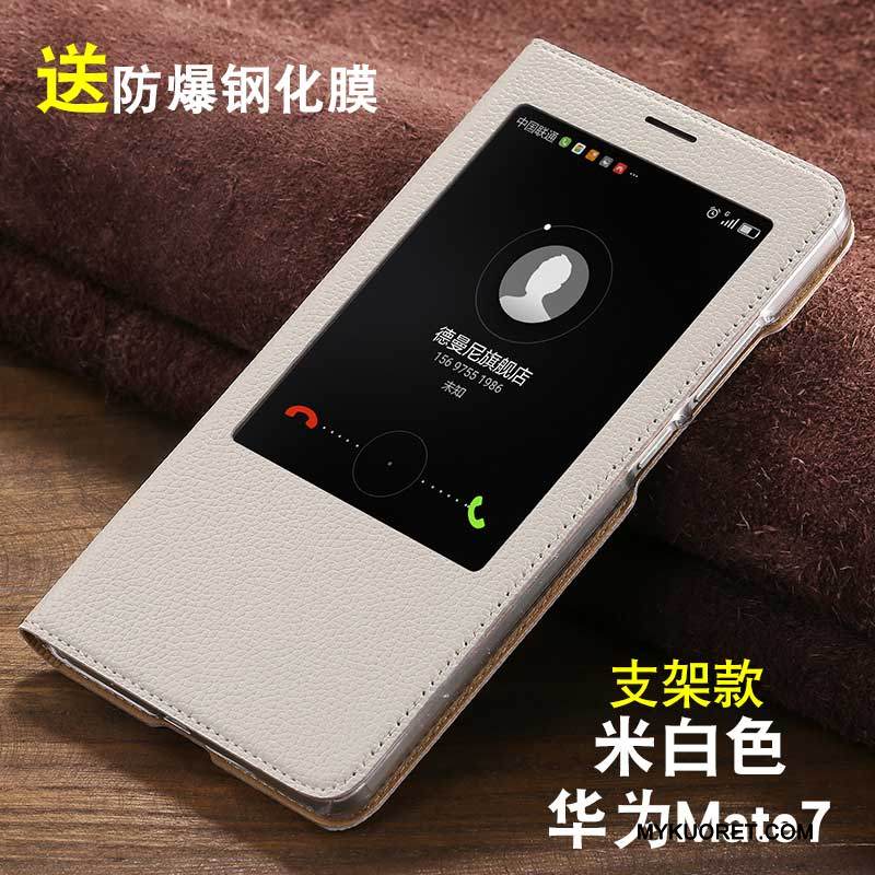 Kuori Huawei Ascend Mate 7 Nahka Puhelimen Kuoret Syvä Väri, Kotelo Huawei Ascend Mate 7 Kuoret Murtumaton Liiketoiminta