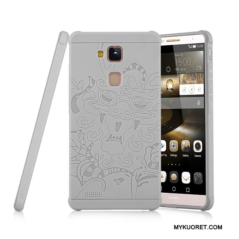 Kuori Huawei Ascend Mate 7 Pehmeä Neste Harmaa Puhelimen Kuoret, Kotelo Huawei Ascend Mate 7 Silikoni Murtumaton Trendi
