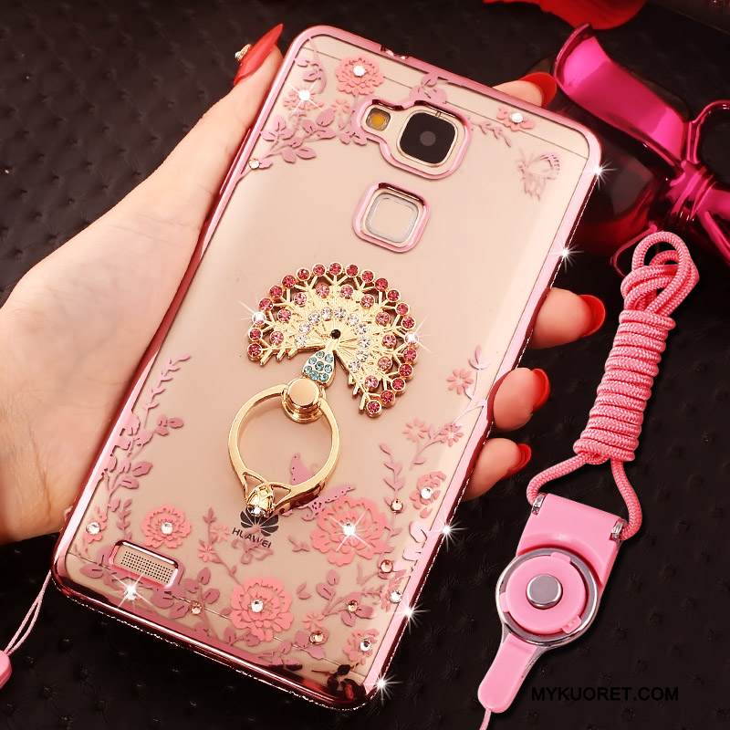 Kuori Huawei Ascend Mate 7 Silikoni Ripustettavat Koristeet Rengas, Kotelo Huawei Ascend Mate 7 Laukut Puhelimen Kuoret Kulta