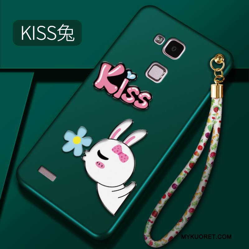 Kuori Huawei Ascend Mate 7 Silikoni Tummanvihreä Ripustettavat Koristeet, Kotelo Huawei Ascend Mate 7 Suojaus Murtumaton Puhelimen Kuoret