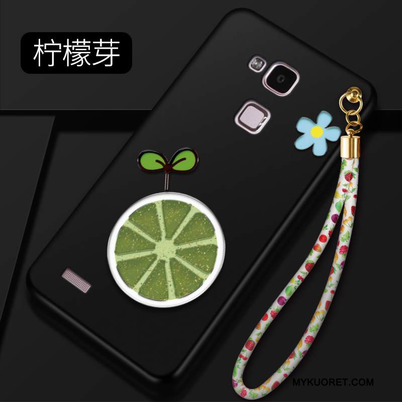 Kuori Huawei Ascend Mate 7 Silikoni Tummanvihreä Ripustettavat Koristeet, Kotelo Huawei Ascend Mate 7 Suojaus Murtumaton Puhelimen Kuoret