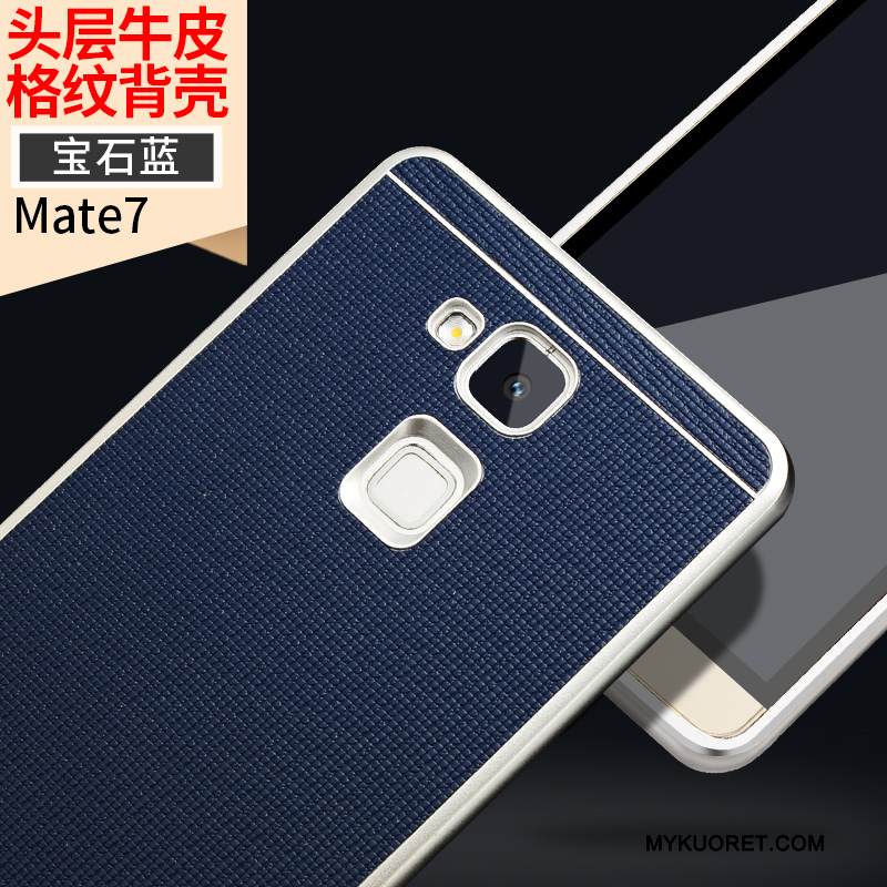 Kuori Huawei Ascend Mate 7 Suojaus Murtumaton Puhelimen Kuoret, Kotelo Huawei Ascend Mate 7 Nahka Kehys Keltainen
