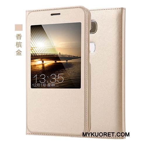 Kuori Huawei G7 Plus Nahka Puhelimen Kuoret Punainen, Kotelo Huawei G7 Plus Windows