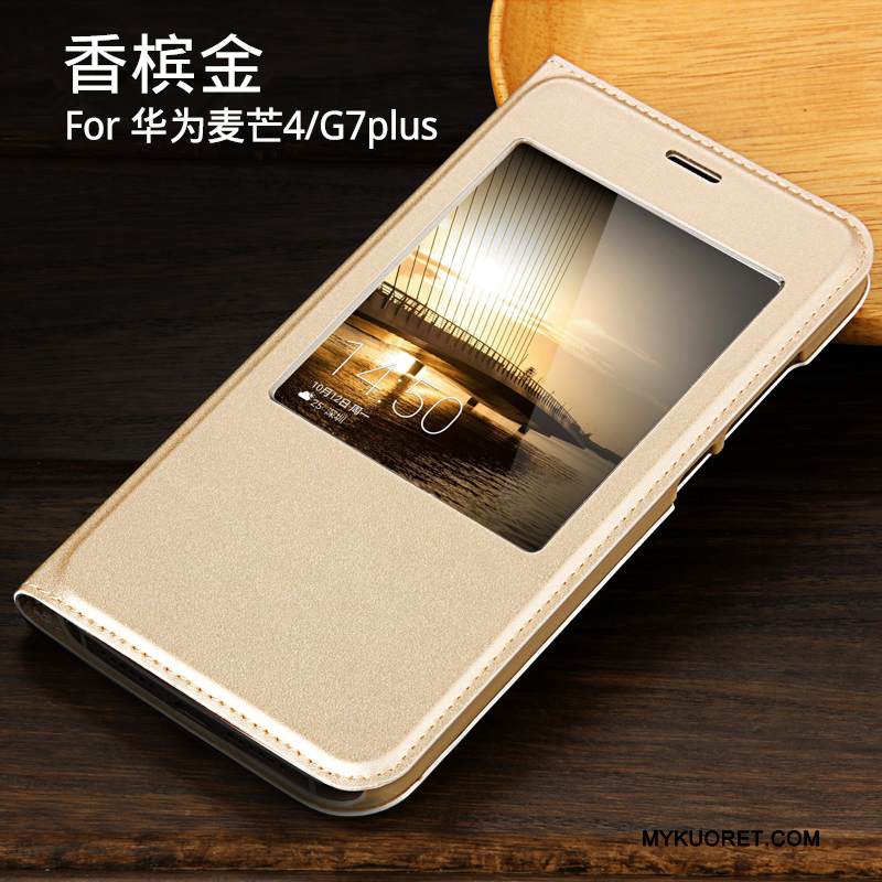 Kuori Huawei G7 Plus Nahka Sininen Jauhe, Kotelo Huawei G7 Plus Suojaus Pu Puhelimen Kuoret