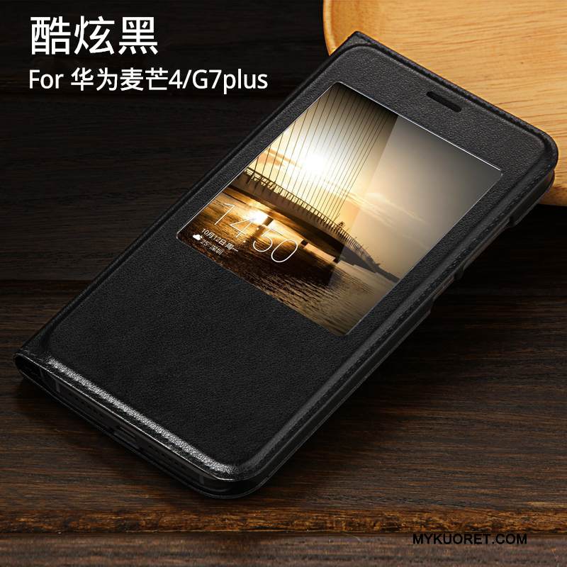 Kuori Huawei G7 Plus Nahka Sininen Jauhe, Kotelo Huawei G7 Plus Suojaus Pu Puhelimen Kuoret