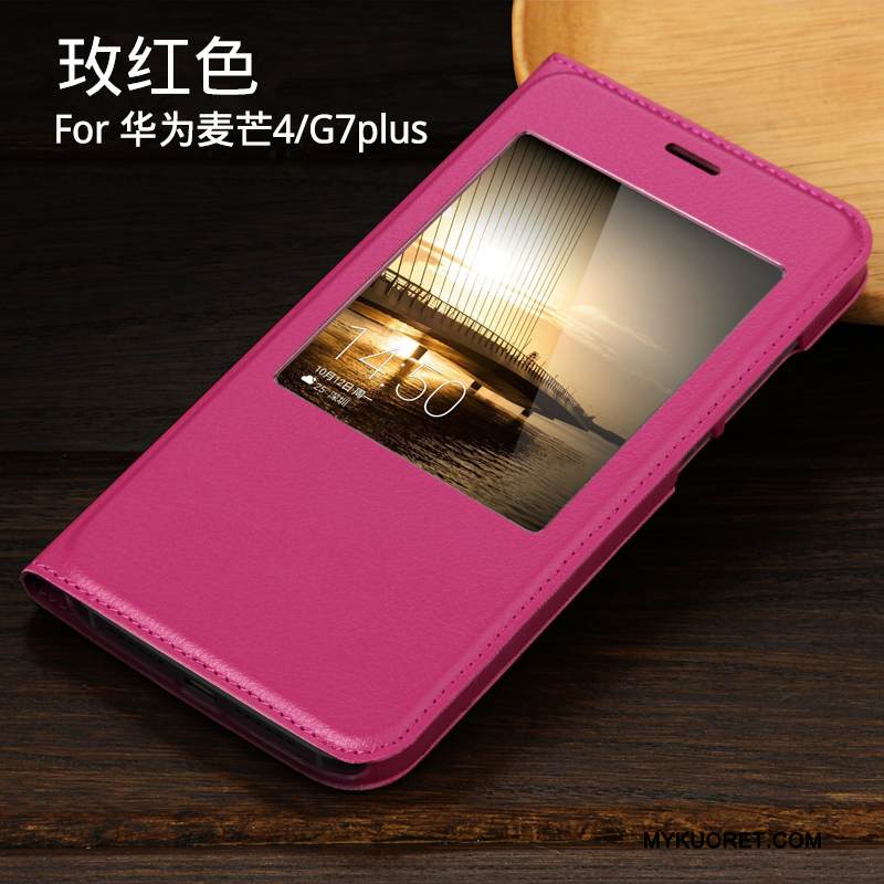 Kuori Huawei G7 Plus Nahka Sininen Jauhe, Kotelo Huawei G7 Plus Suojaus Pu Puhelimen Kuoret