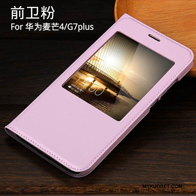 Kuori Huawei G7 Plus Nahka Sininen Jauhe, Kotelo Huawei G7 Plus Suojaus Pu Puhelimen Kuoret