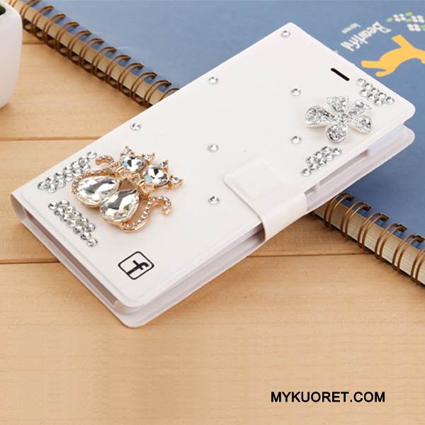 Kuori Huawei G7 Plus Nahka Valkoinen Puhelimen Kuoret, Kotelo Huawei G7 Plus Strassi