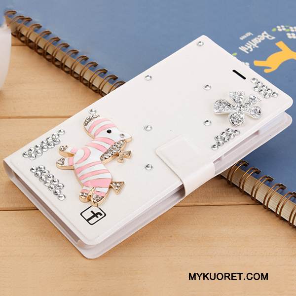 Kuori Huawei G7 Plus Nahka Valkoinen Puhelimen Kuoret, Kotelo Huawei G7 Plus Strassi