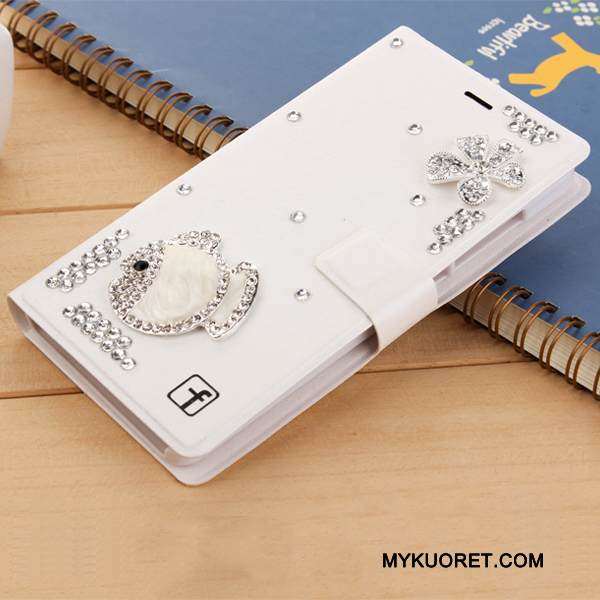 Kuori Huawei G7 Plus Nahka Valkoinen Puhelimen Kuoret, Kotelo Huawei G7 Plus Strassi