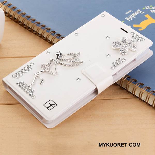 Kuori Huawei G7 Plus Nahka Valkoinen Puhelimen Kuoret, Kotelo Huawei G7 Plus Strassi