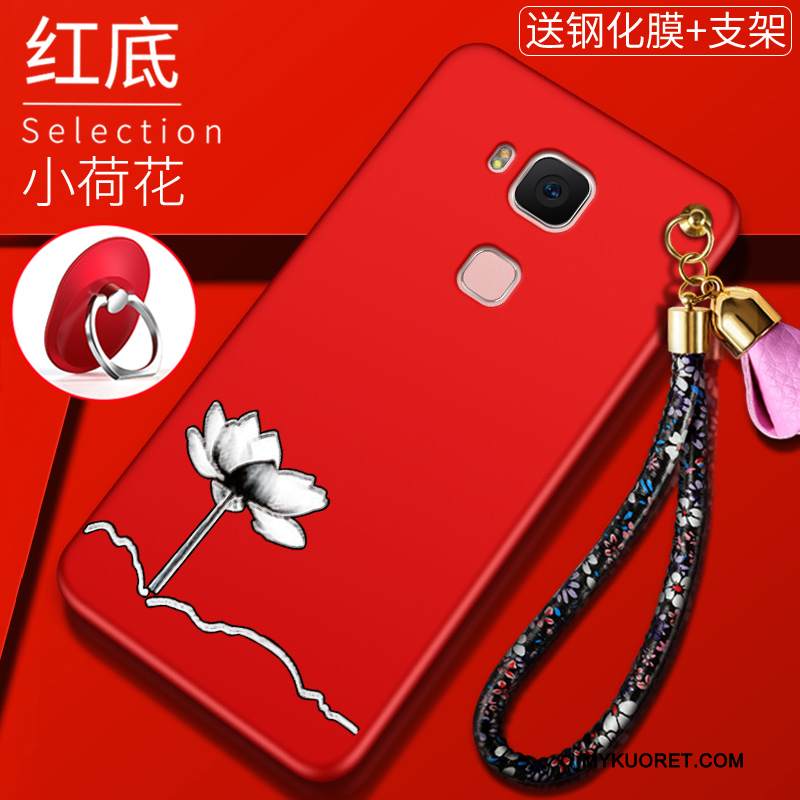 Kuori Huawei G7 Plus Pehmeä Neste Ohut Puhelimen Kuoret, Kotelo Huawei G7 Plus Laukut Pesty Suede Punainen